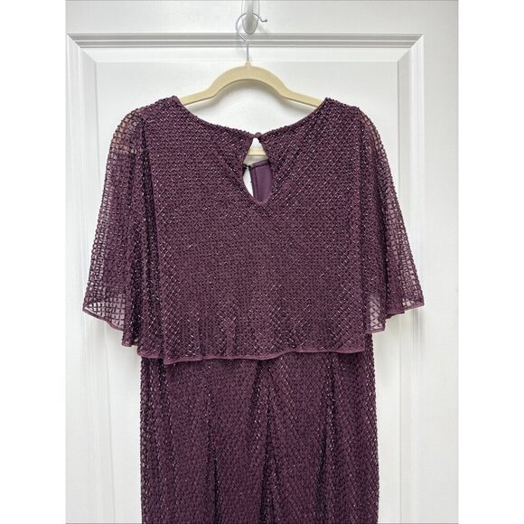 Mac Duggal Size 18 Purple 5948 Cape Sleeve Beaded Formal Cocktail Dress $598 New - Picture 8 of 10